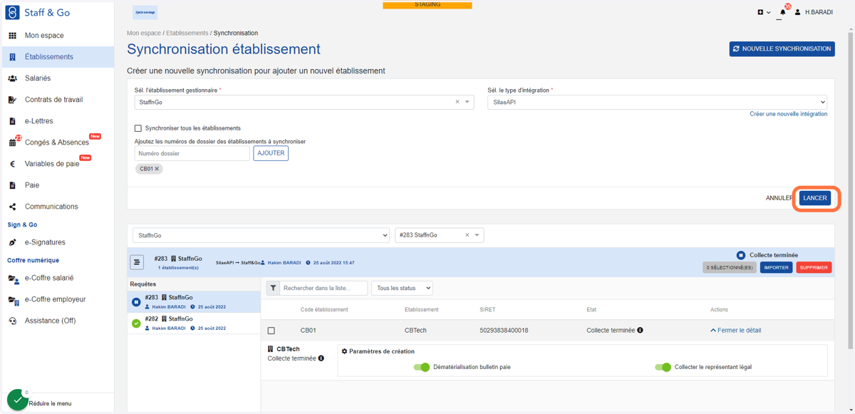 Cliquer sur "LANCER"