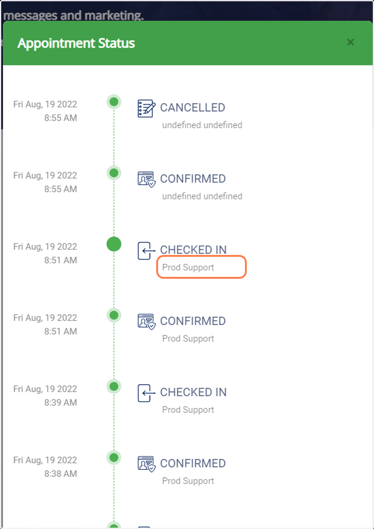 View the appointment details.