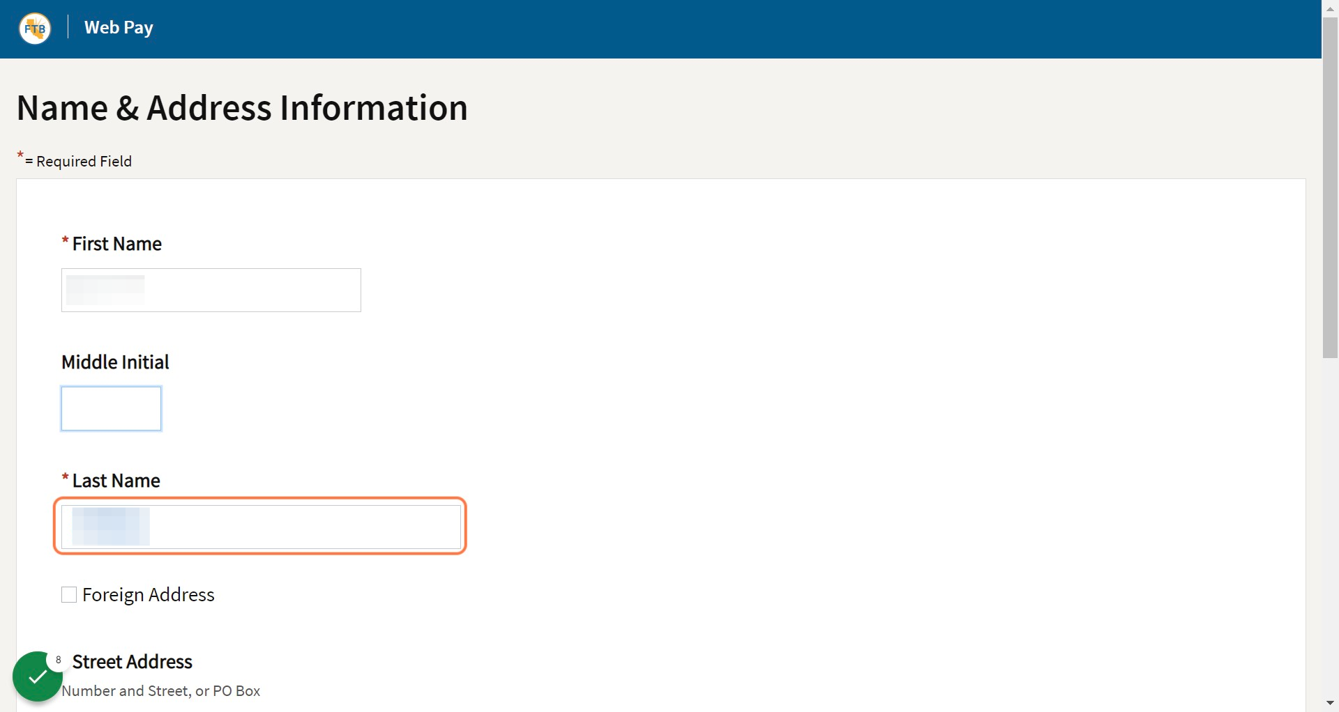 Enter Name and Address