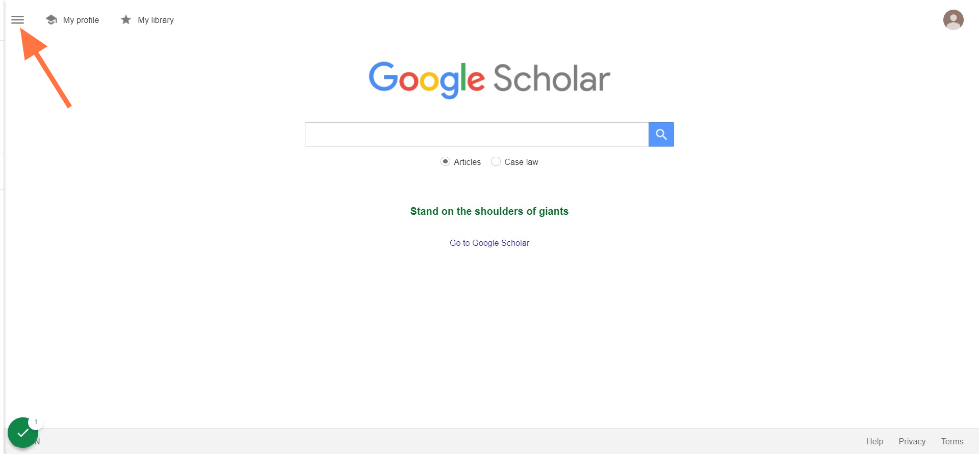 Click on the three bar menu (top left)