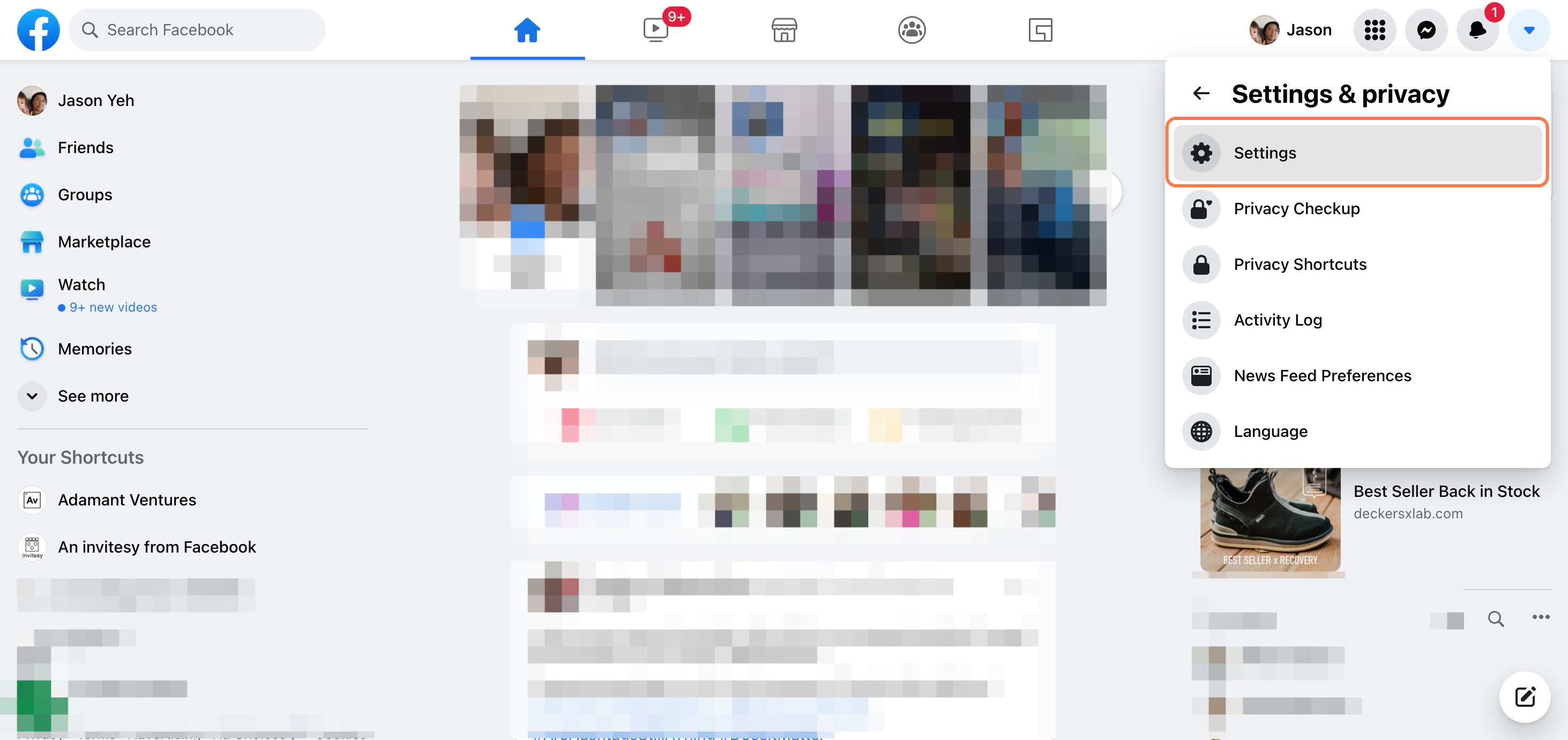 Click on Settings