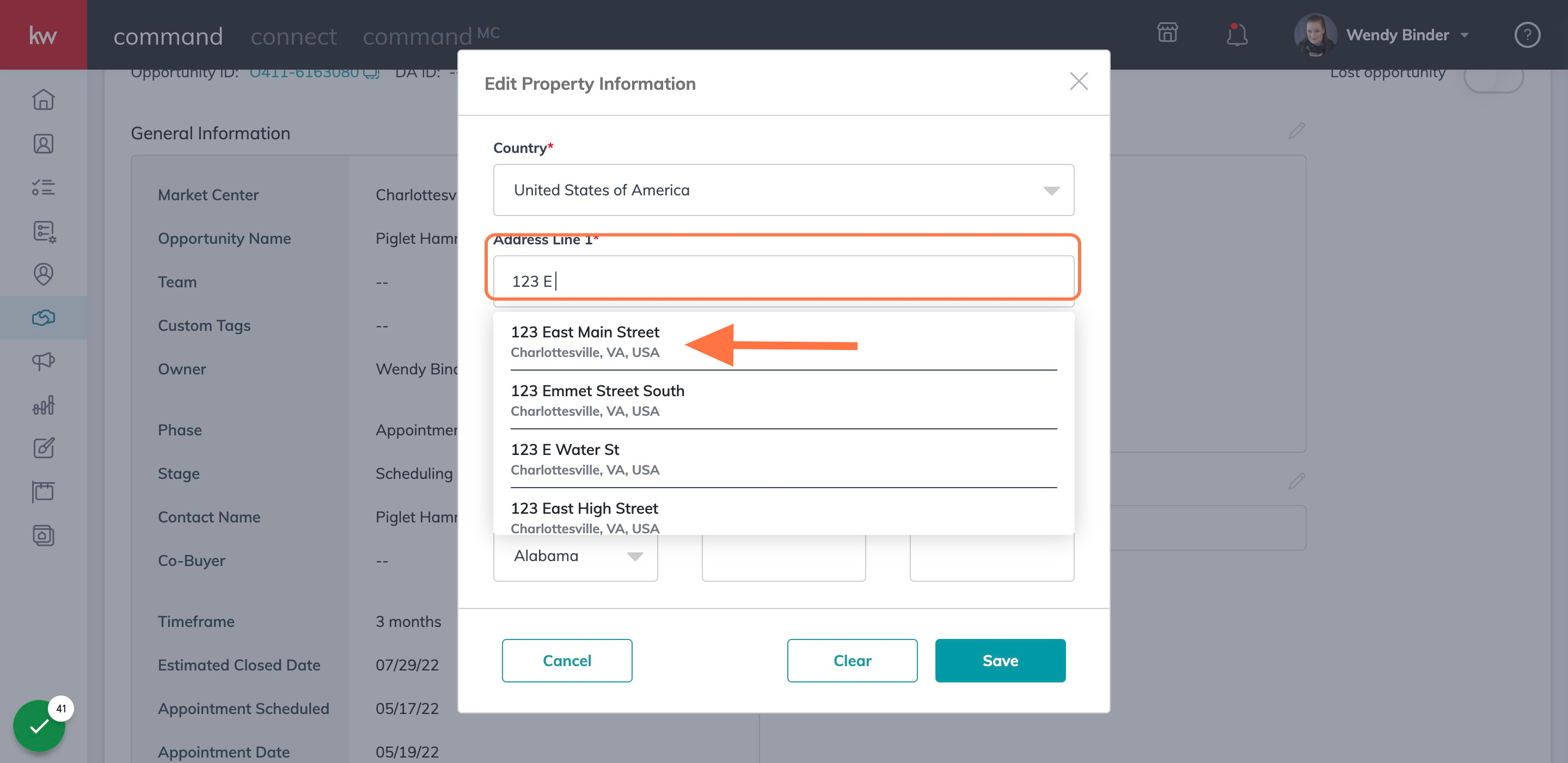 As you type in the property address it will auto-populate below the field. Choose the address from the dropdown