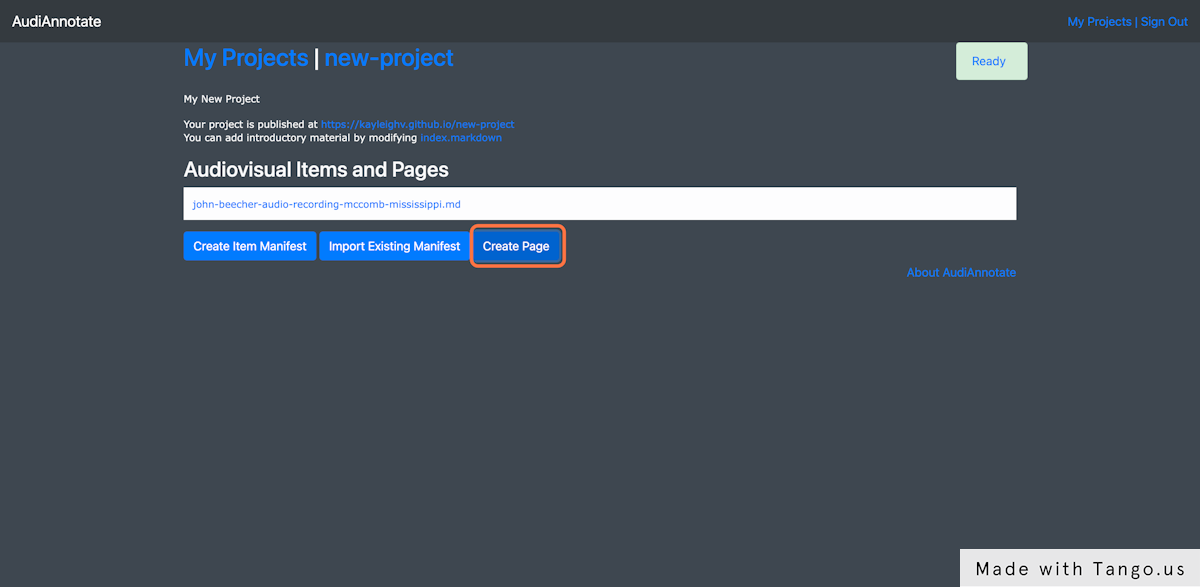 Select "Create Page"
