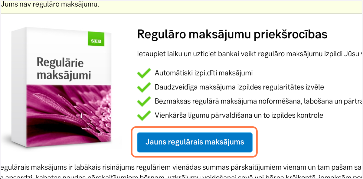 Nospied Jauns regulārais maksājums