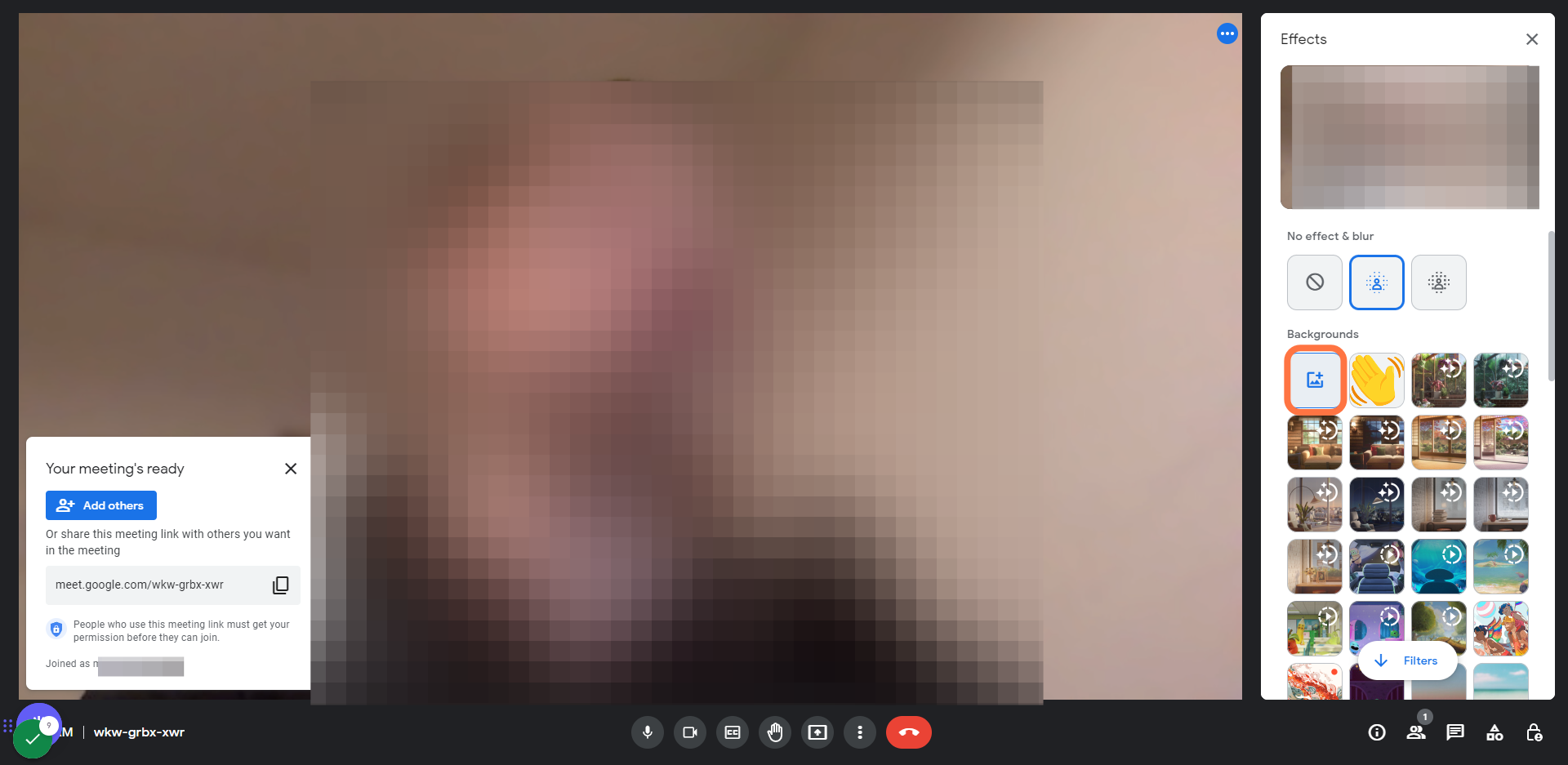 c) Click on Upload a background image and change your background to your uploaded image