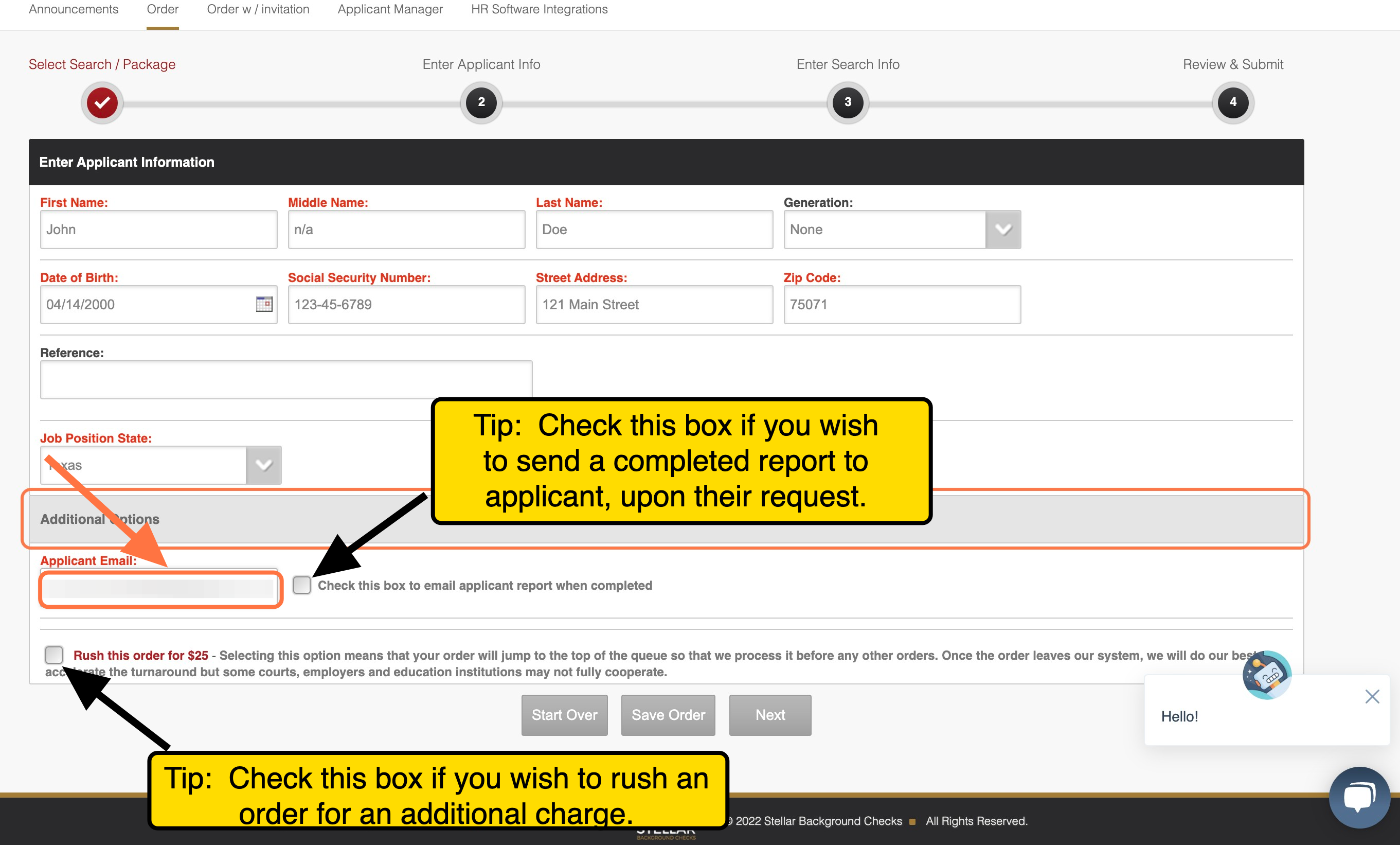 Enter the 'APPLICANT'S EMAIL.'