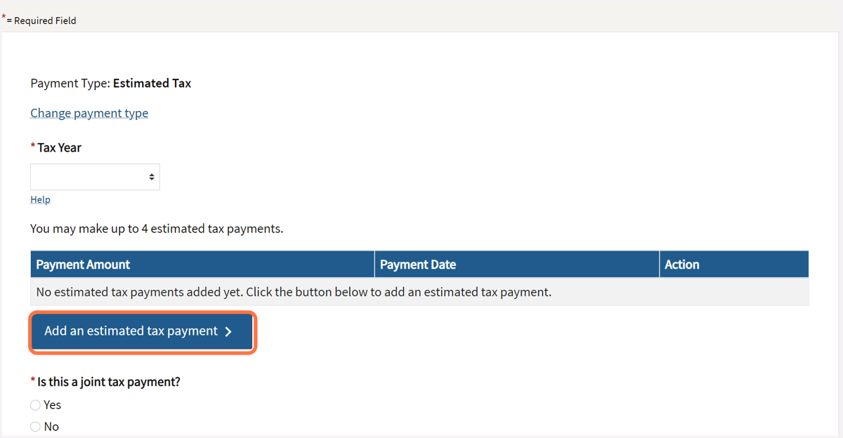 Click "Add an Estimated Tax Payment"