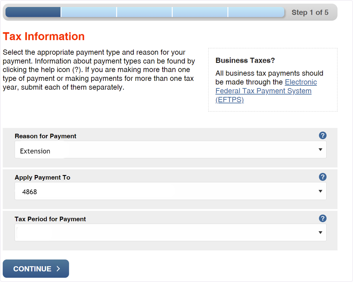 Enter the Following Information to Pay Tax Balances