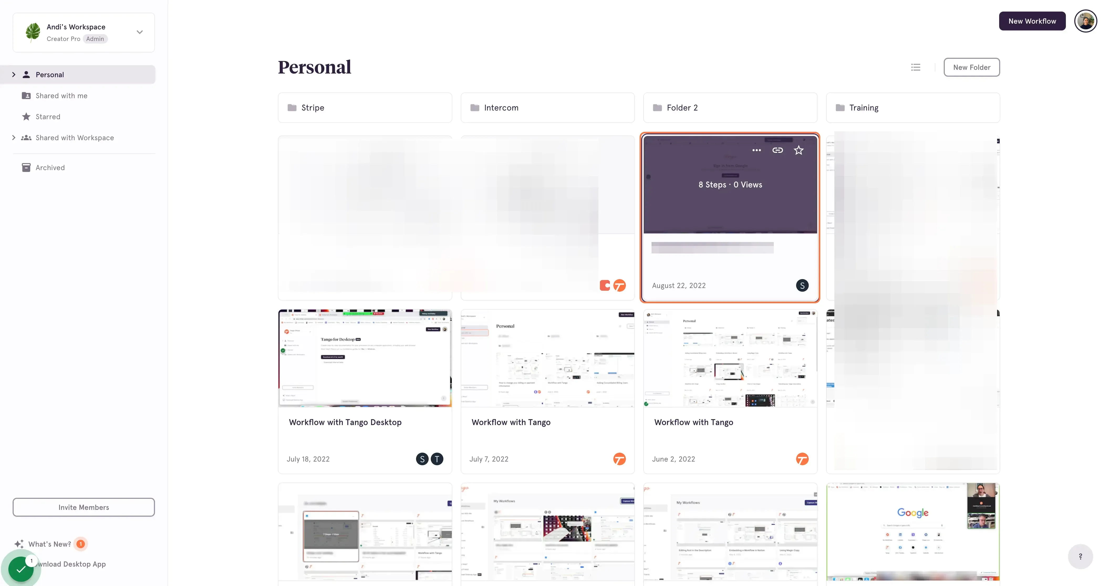 Select the Workflow you want to share