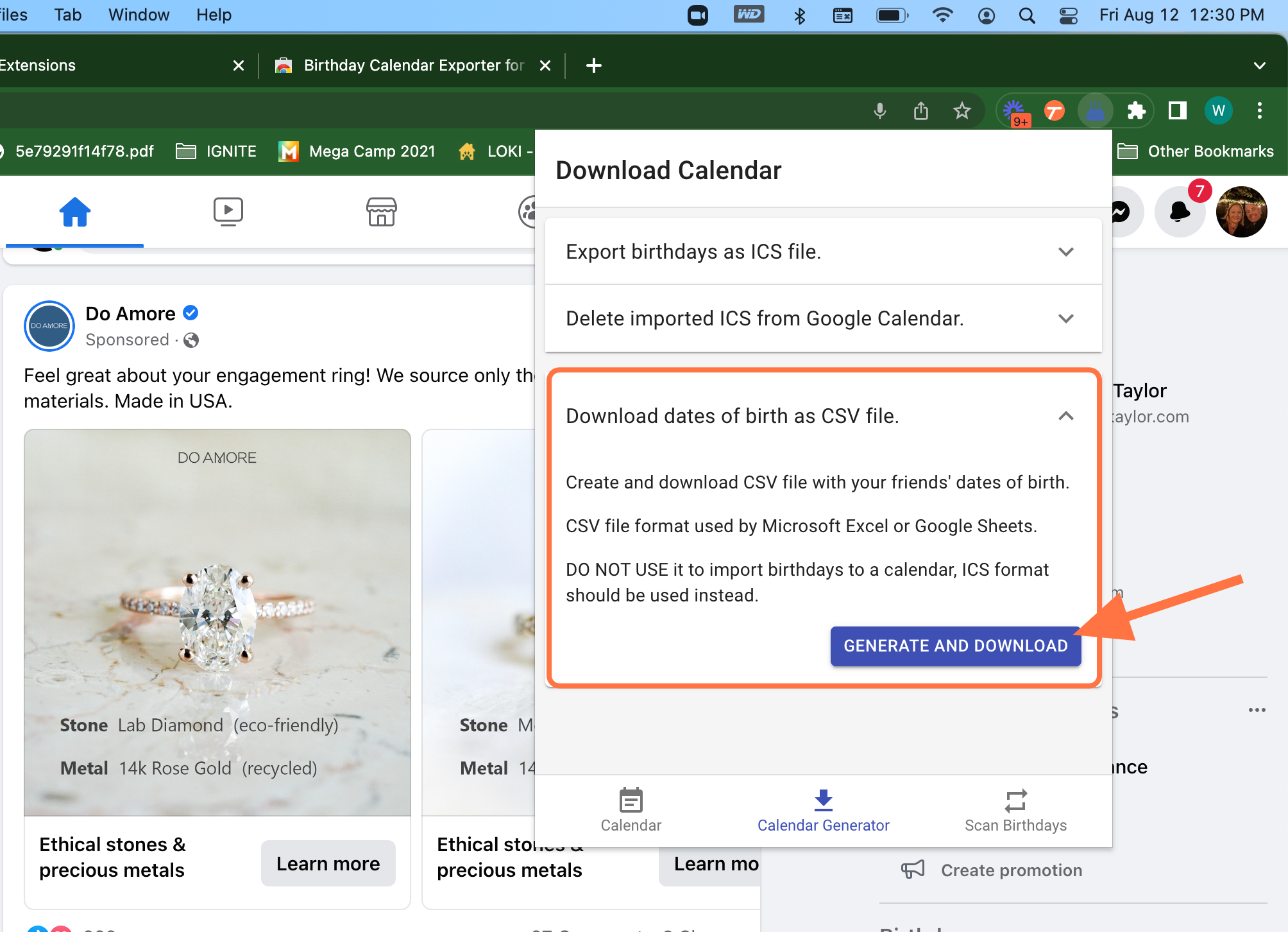 Click "Generate and Download"