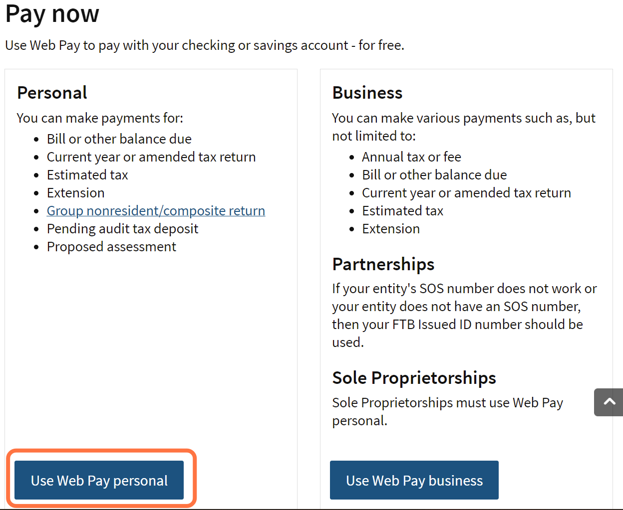Choose "Use WebPay personal"