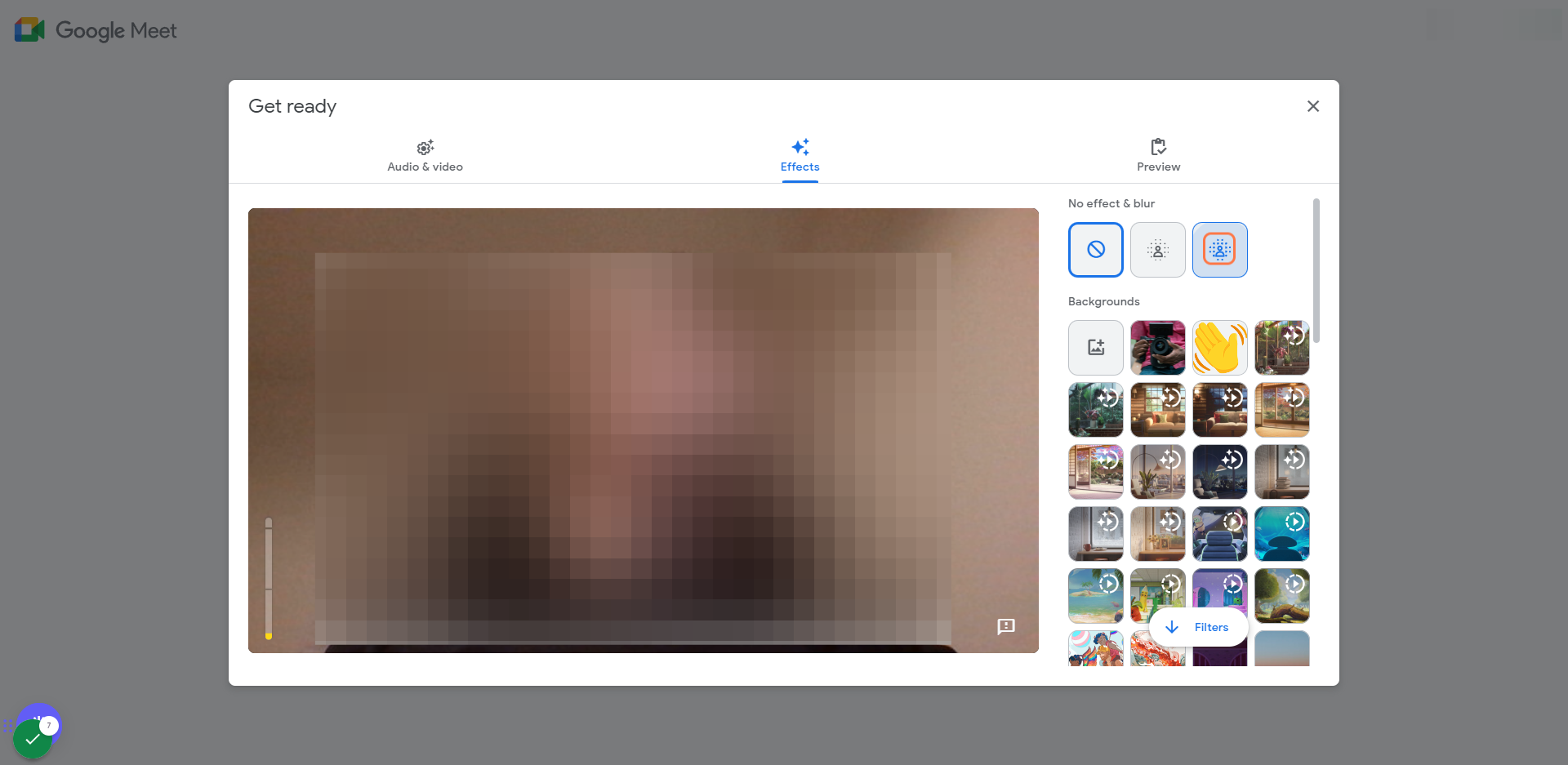 You can now either: a) Click on Blur your background to get a completely blurred background