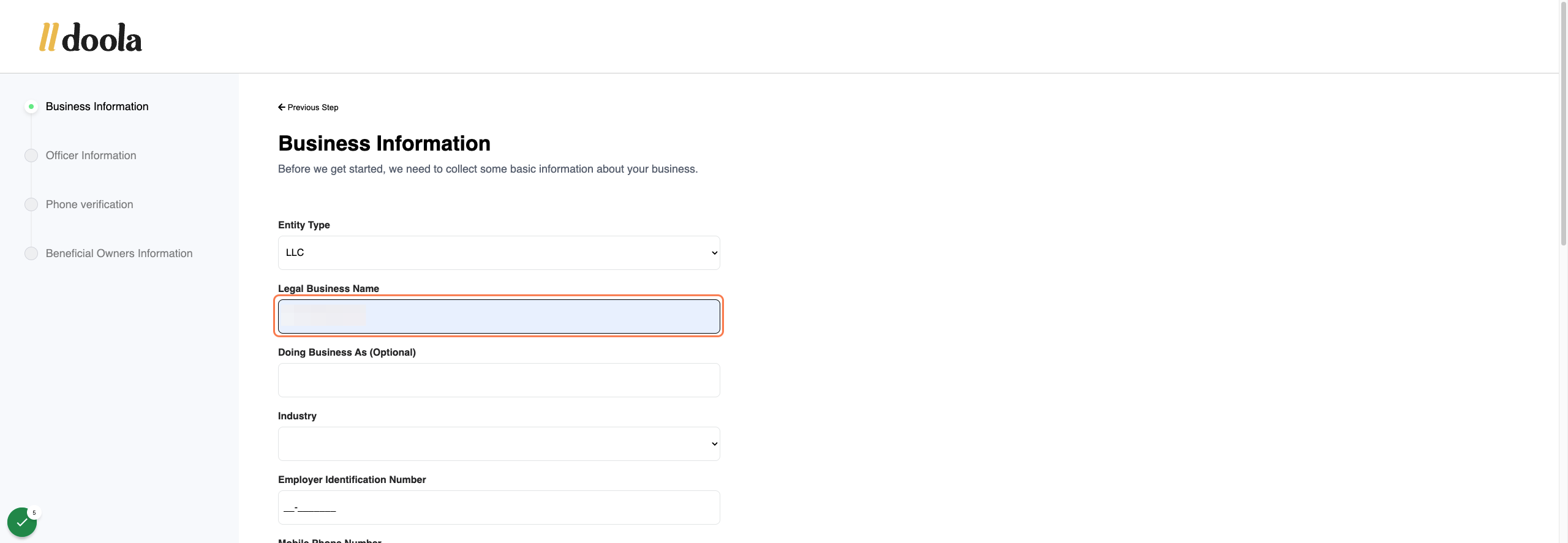 Type in Company name