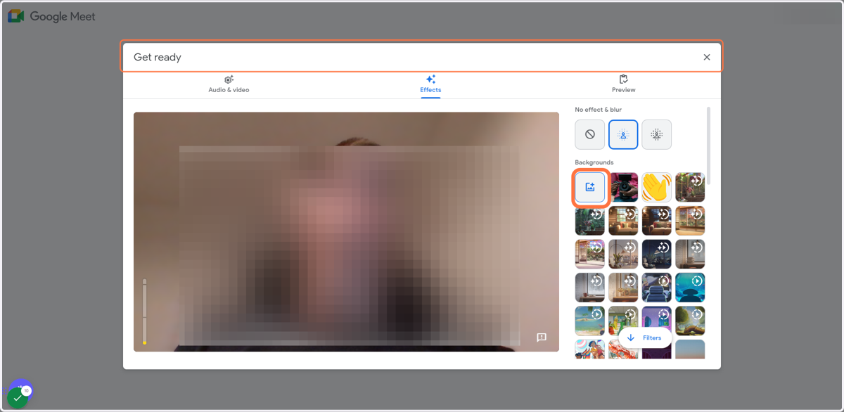 c) Click on Upload a background image and change your background to your uploaded image