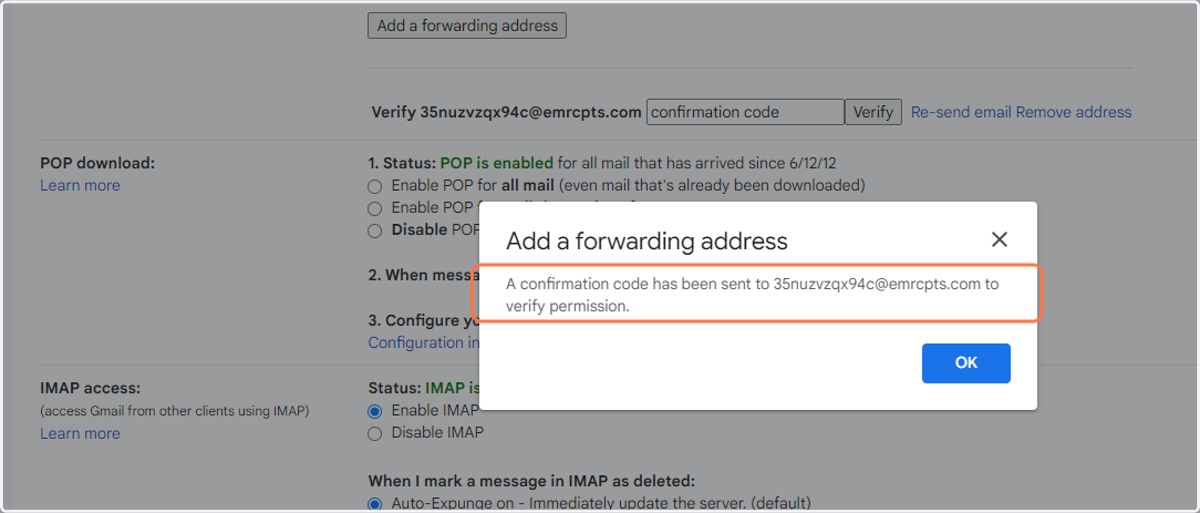 Click on OK to confirm