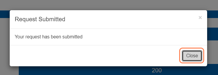 After submitting your request, a confirmation page appears.