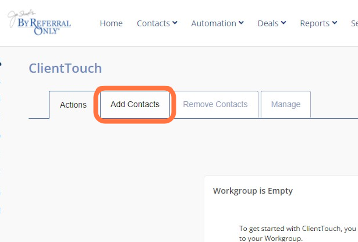 Click on Add Contacts tab