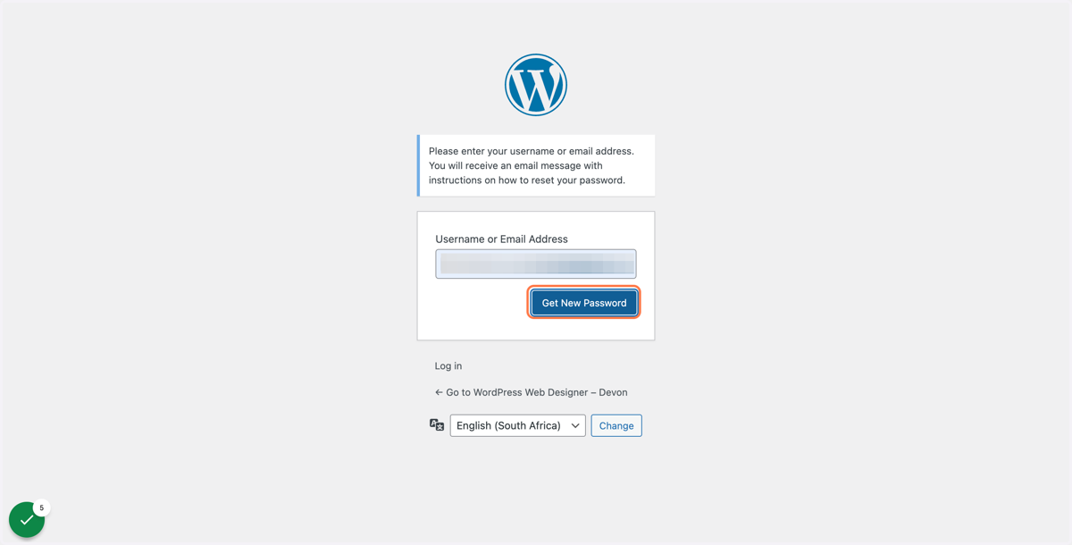 Click on Get New Password