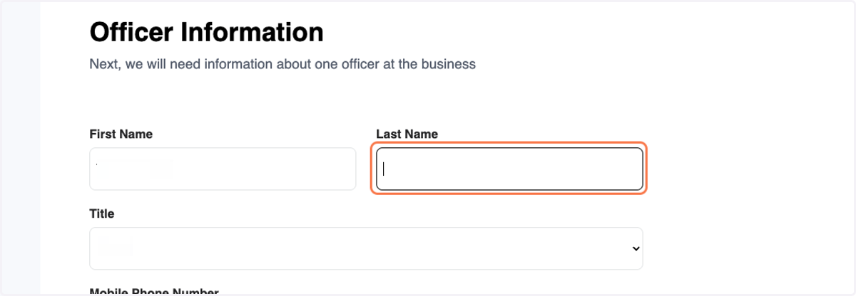Enter First, Last Name and Title