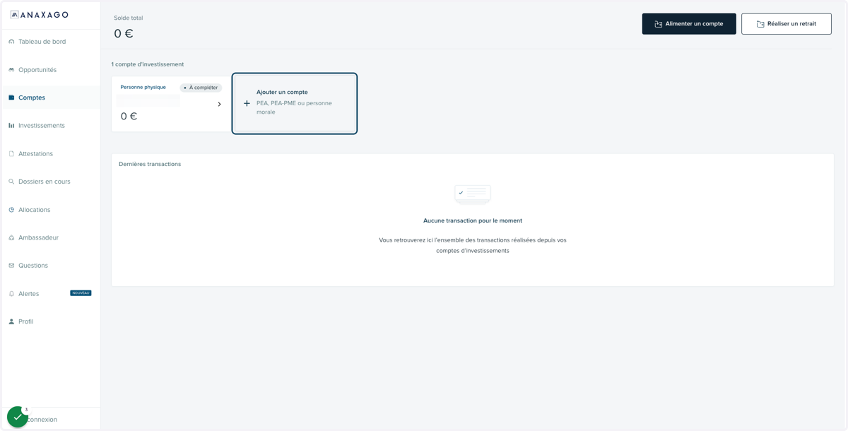 Cliquer sur le bouton "Ajouter un compte".