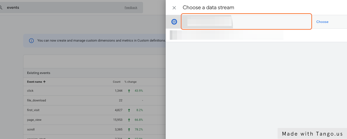 Select the relevant data stream