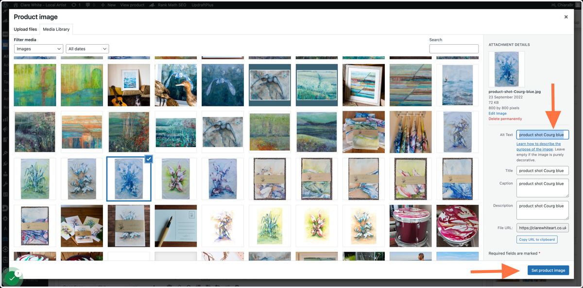 Add some keyword rich descriptive text here and click on Set Product Image