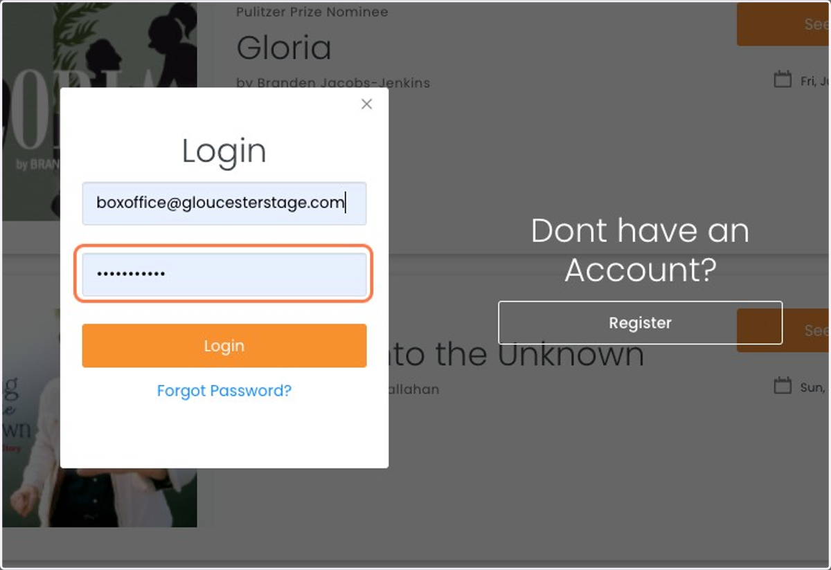 Login with the email you used to buy your Season Subscription