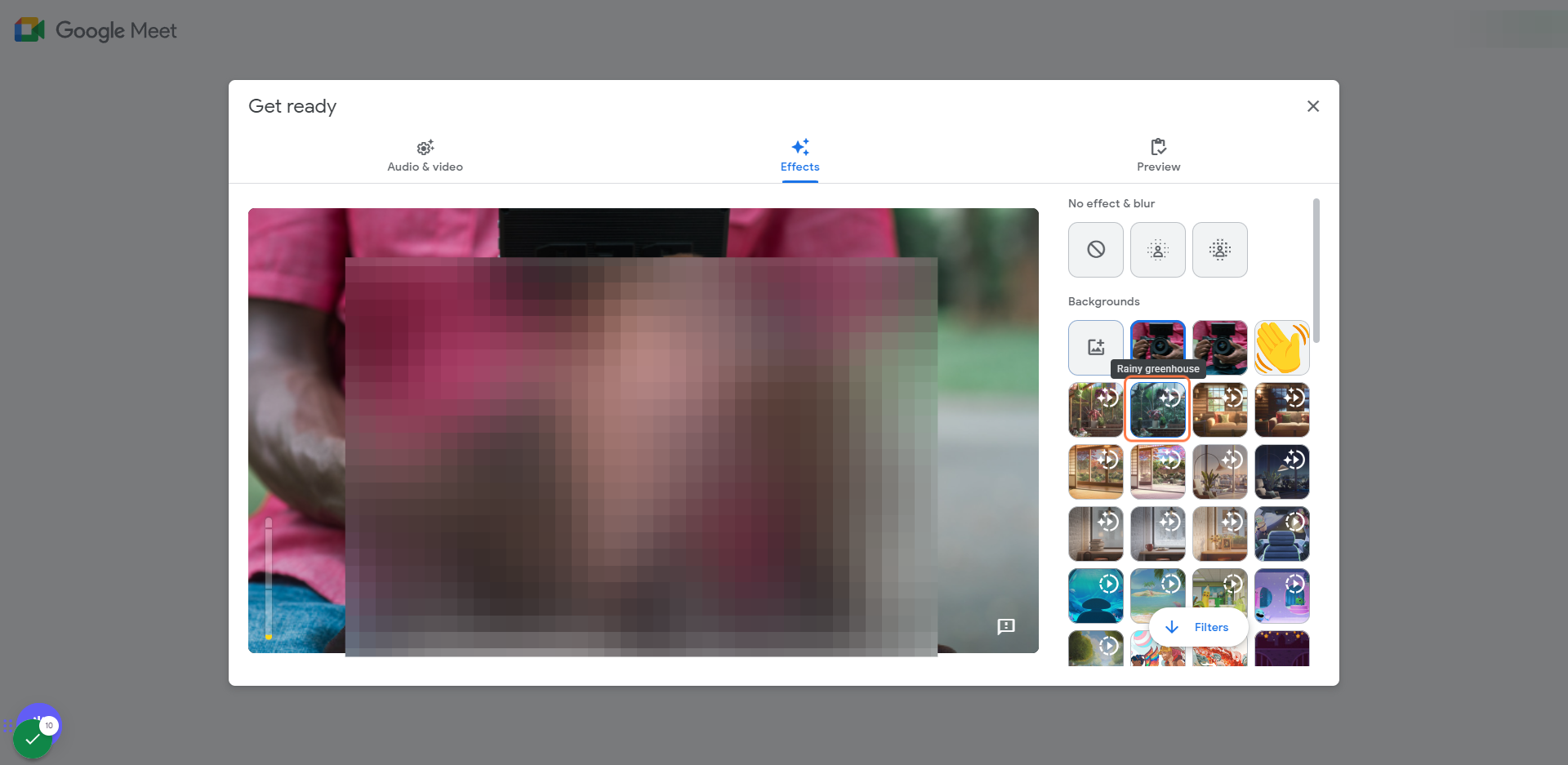 e) Click on of the other background videos to select one of them as your active background