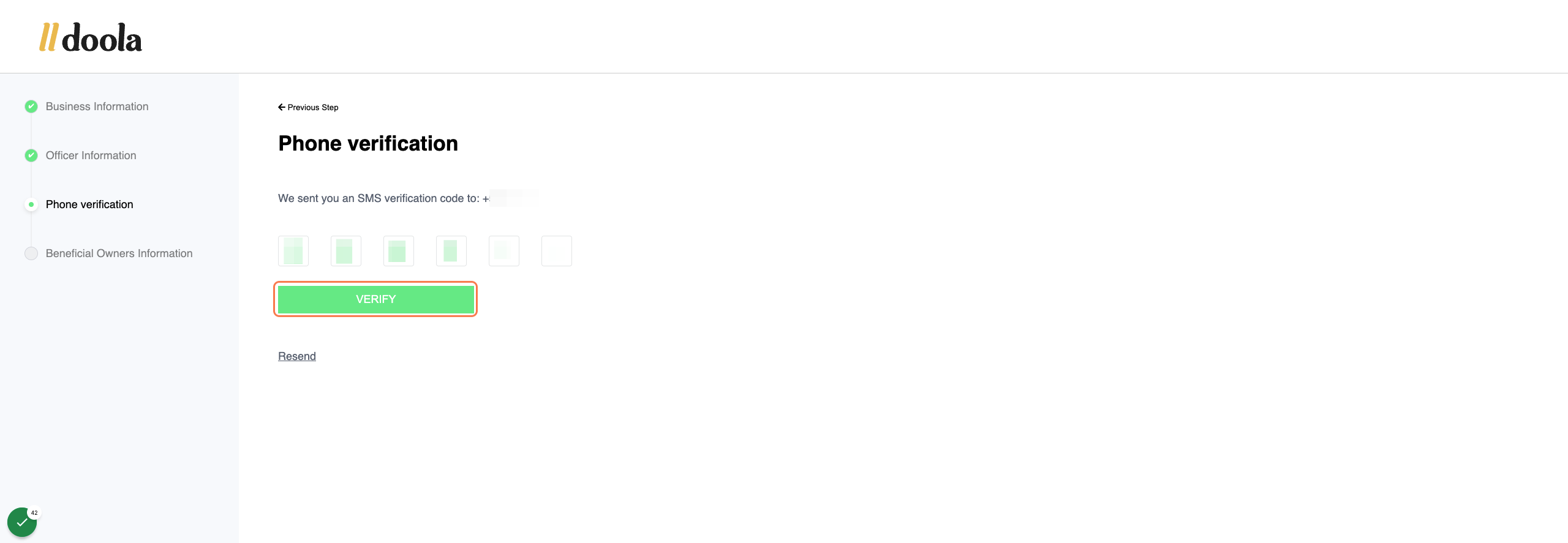 Enter Code received via SMS and Click on VERIFY