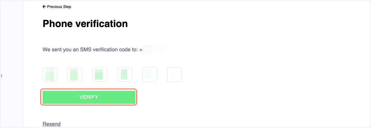 Enter Code received via SMS and Click on VERIFY