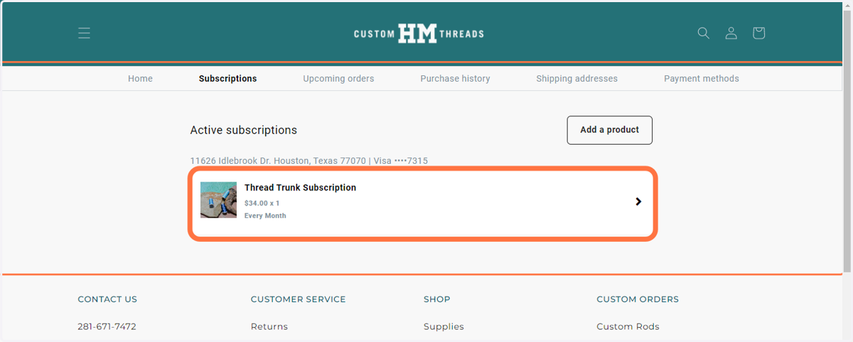 Click on Thread Trunk Subscription