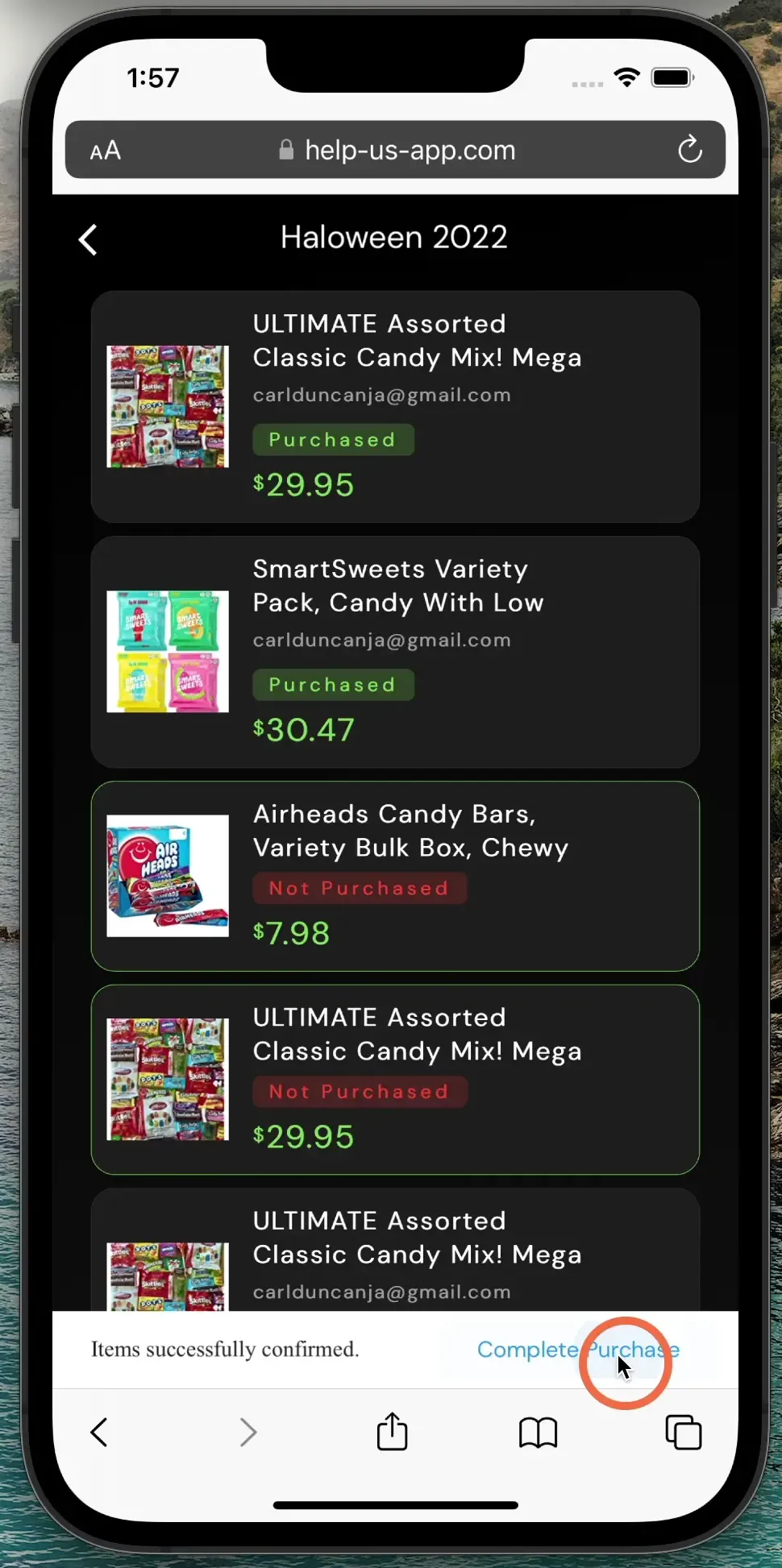 Click both 'confirm' and 'complete' purchase.