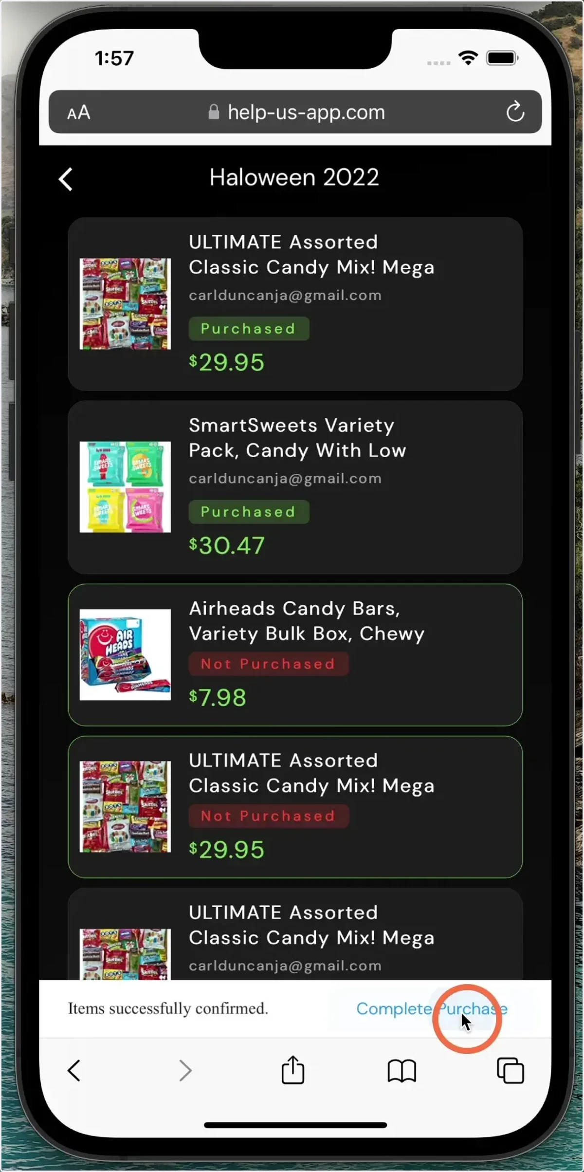 Click both 'confirm' and 'complete' purchase.