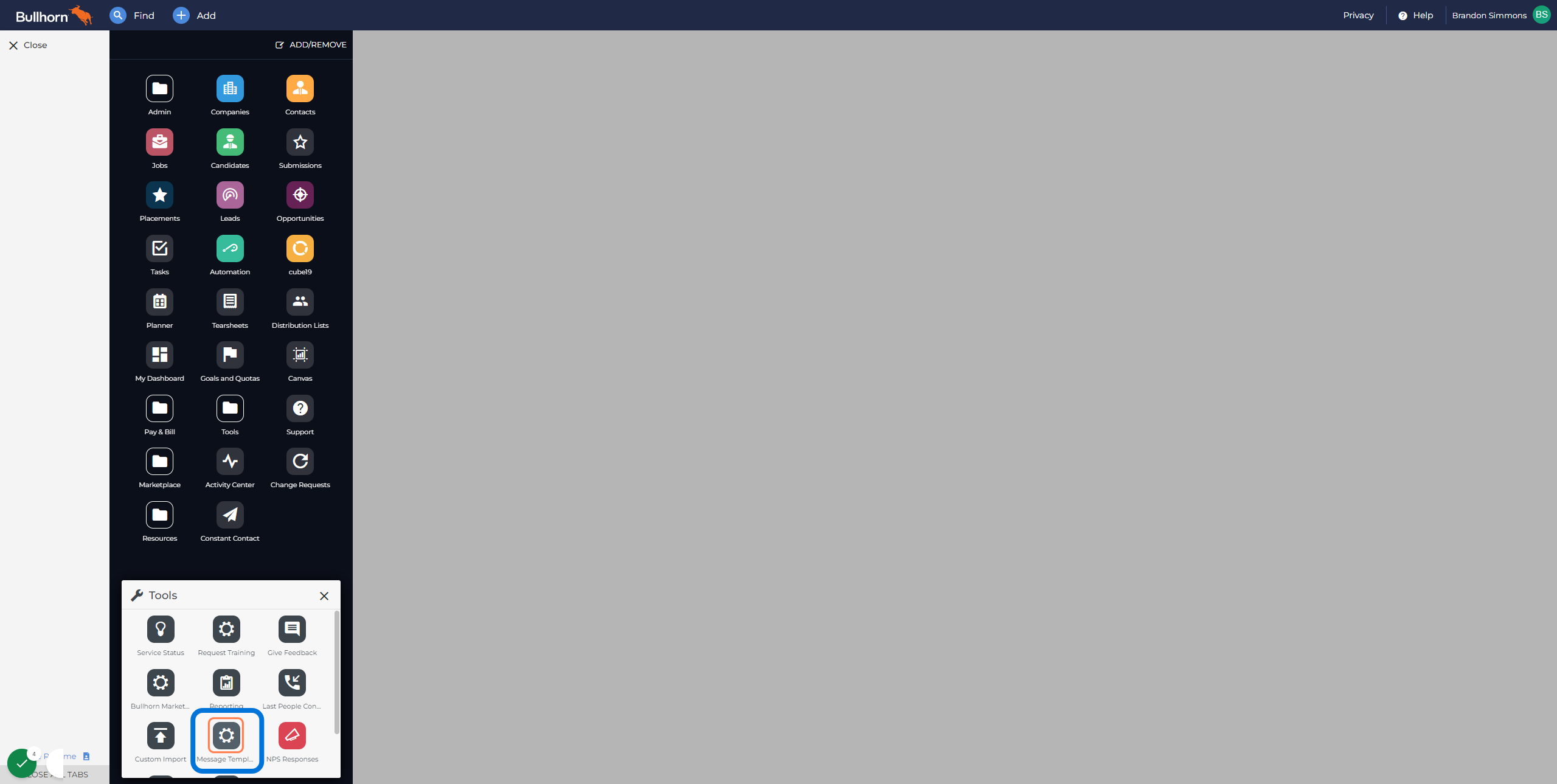 Click on Message Templates