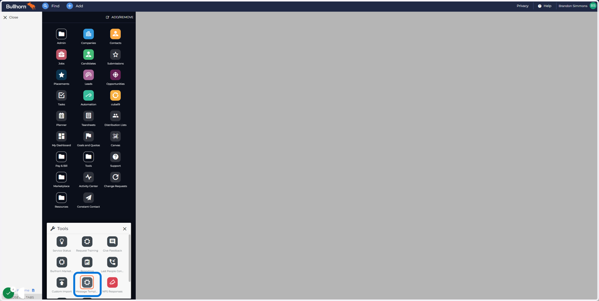 Click on Message Templates