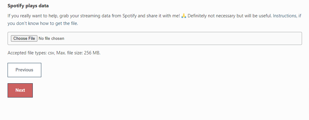 Upload CSV on survey form