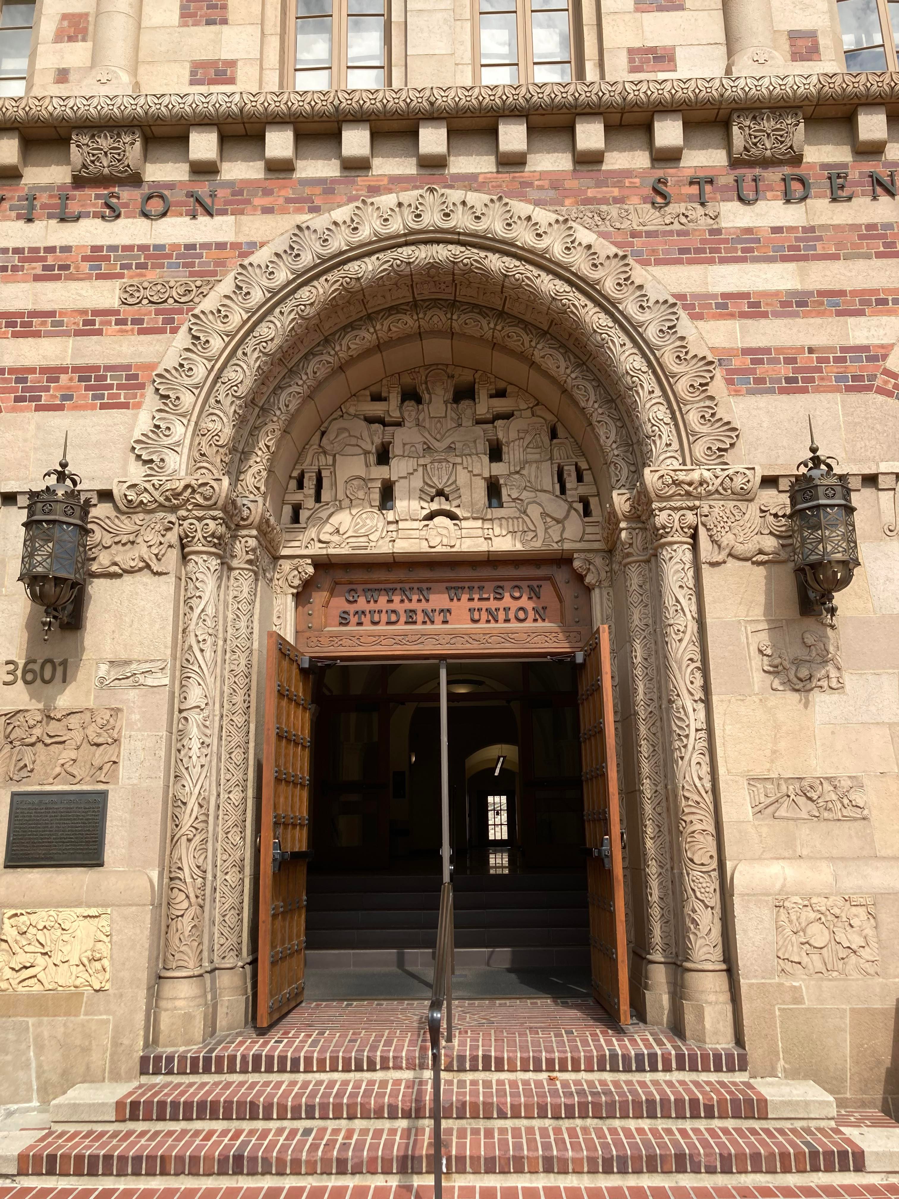 Walk toward the Student Union Building along Trousdale Parkway, the entrance will be on your right