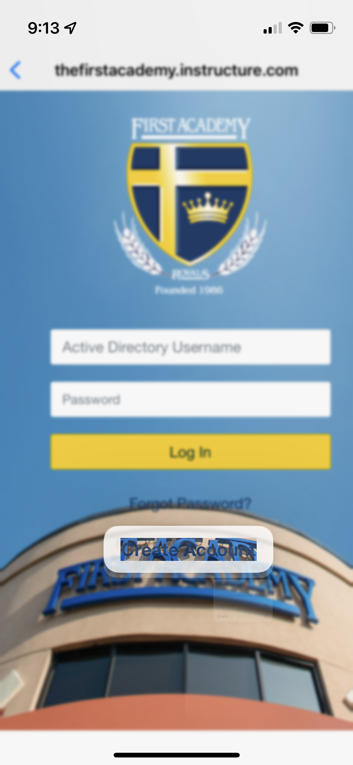 Click on "Create Account" at the bottom