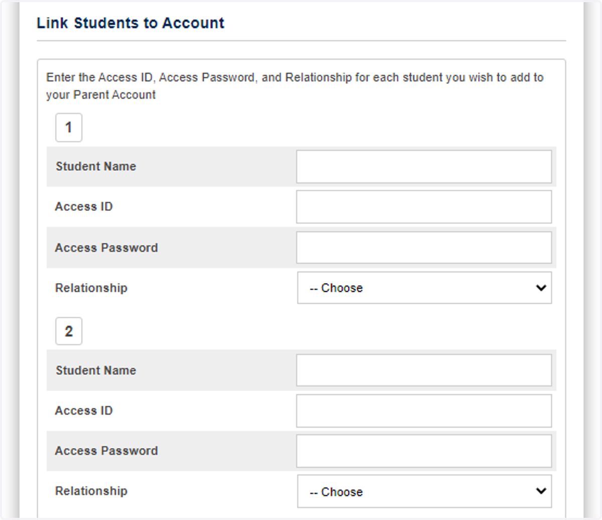 Link Students to your Parent Account