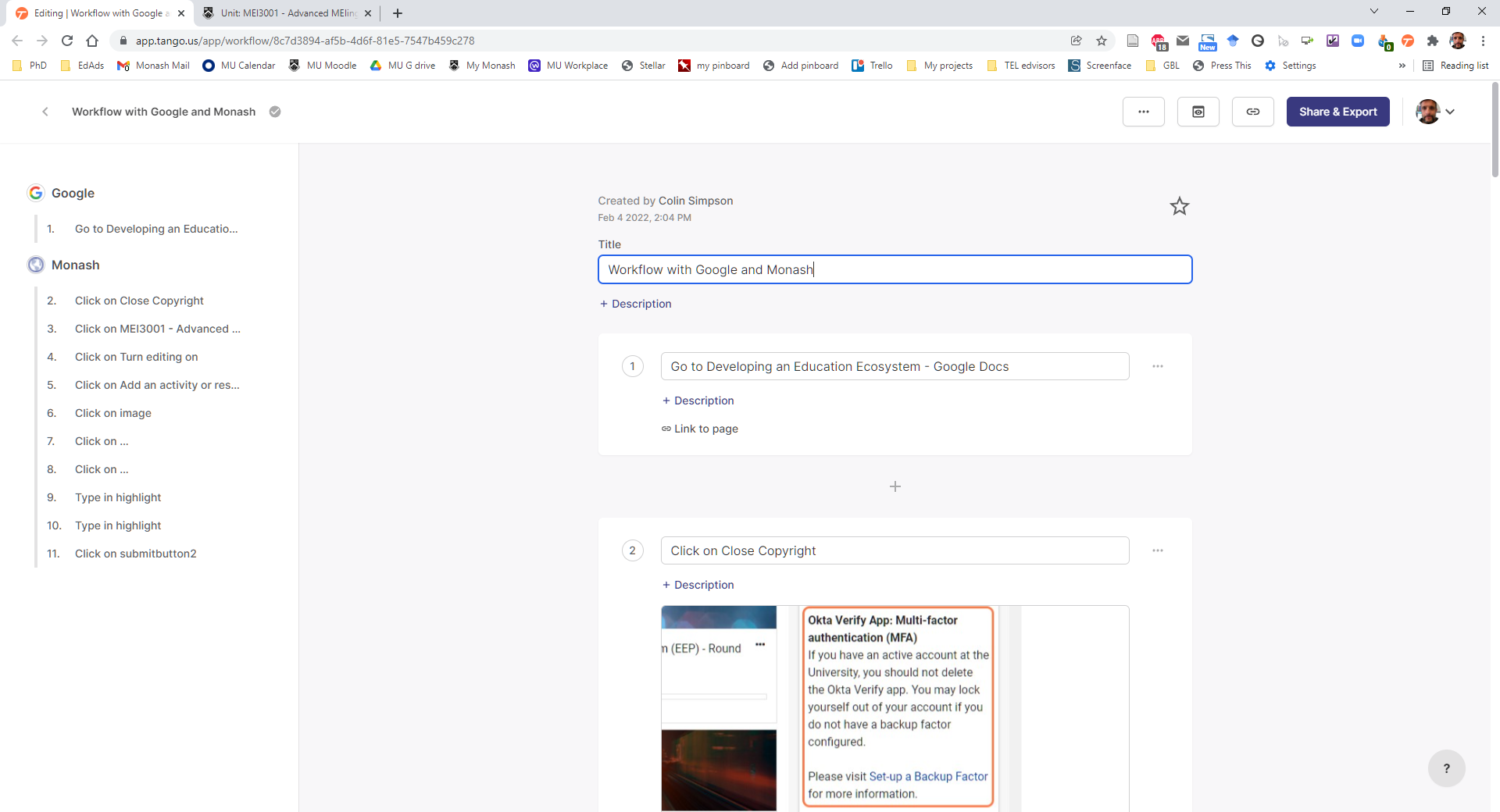 This will take you to the editing screen for your guide