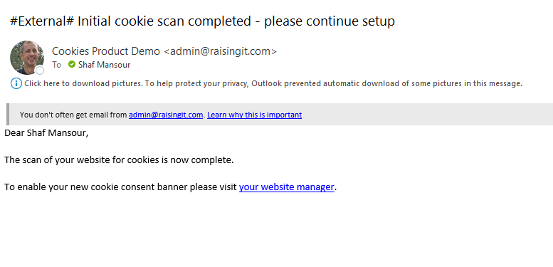 Once complete, the email you'll receive will look like this