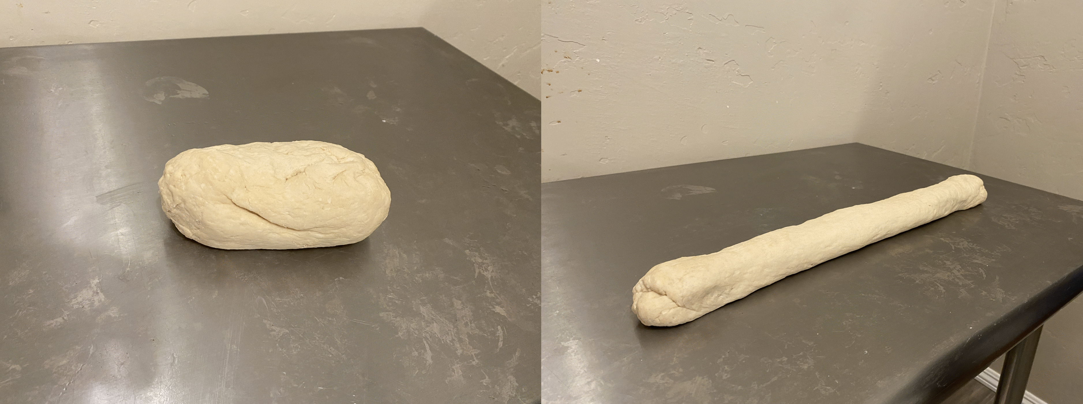 Roll dough out into a long tubular shape 🤲