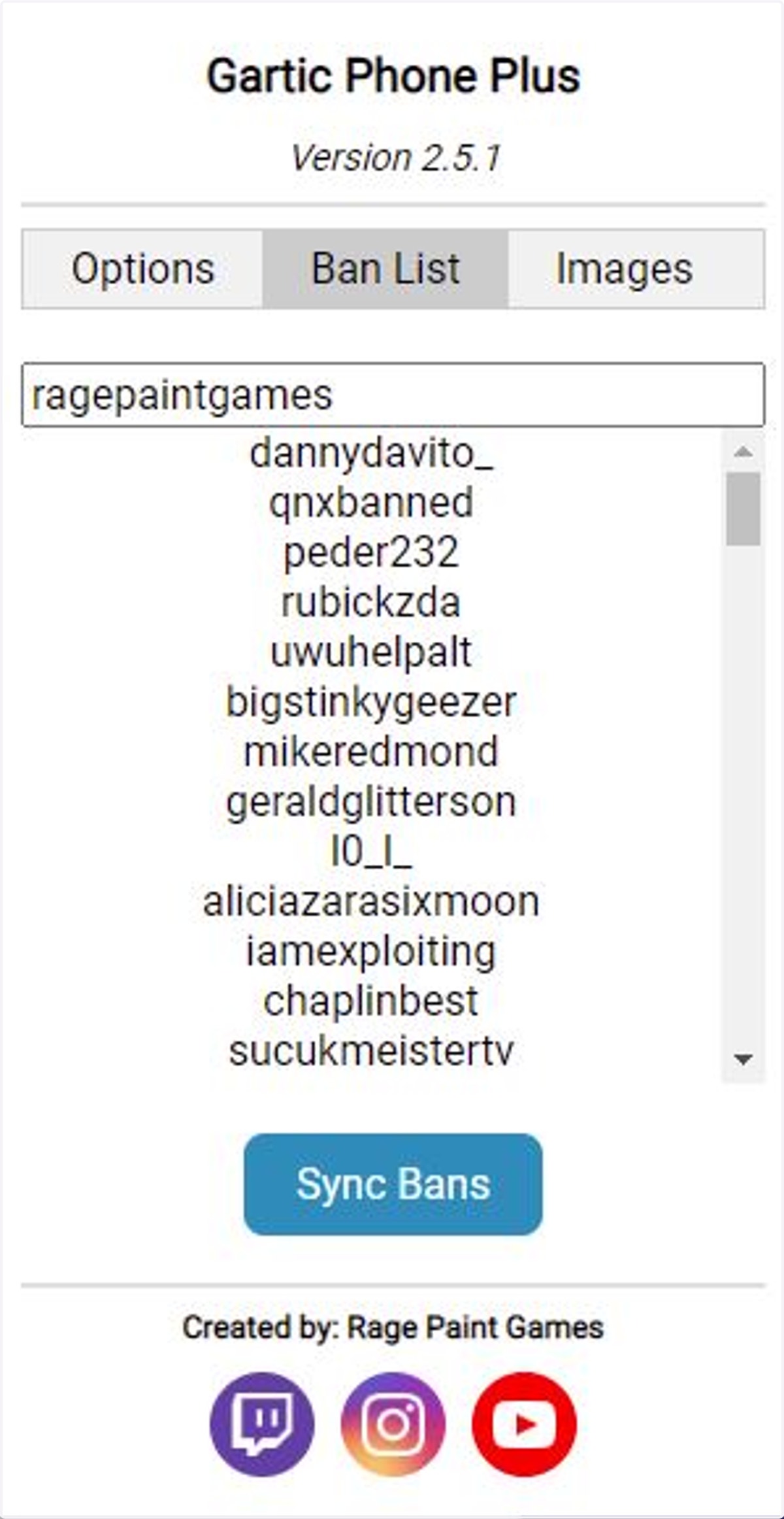 Ban List Tab
