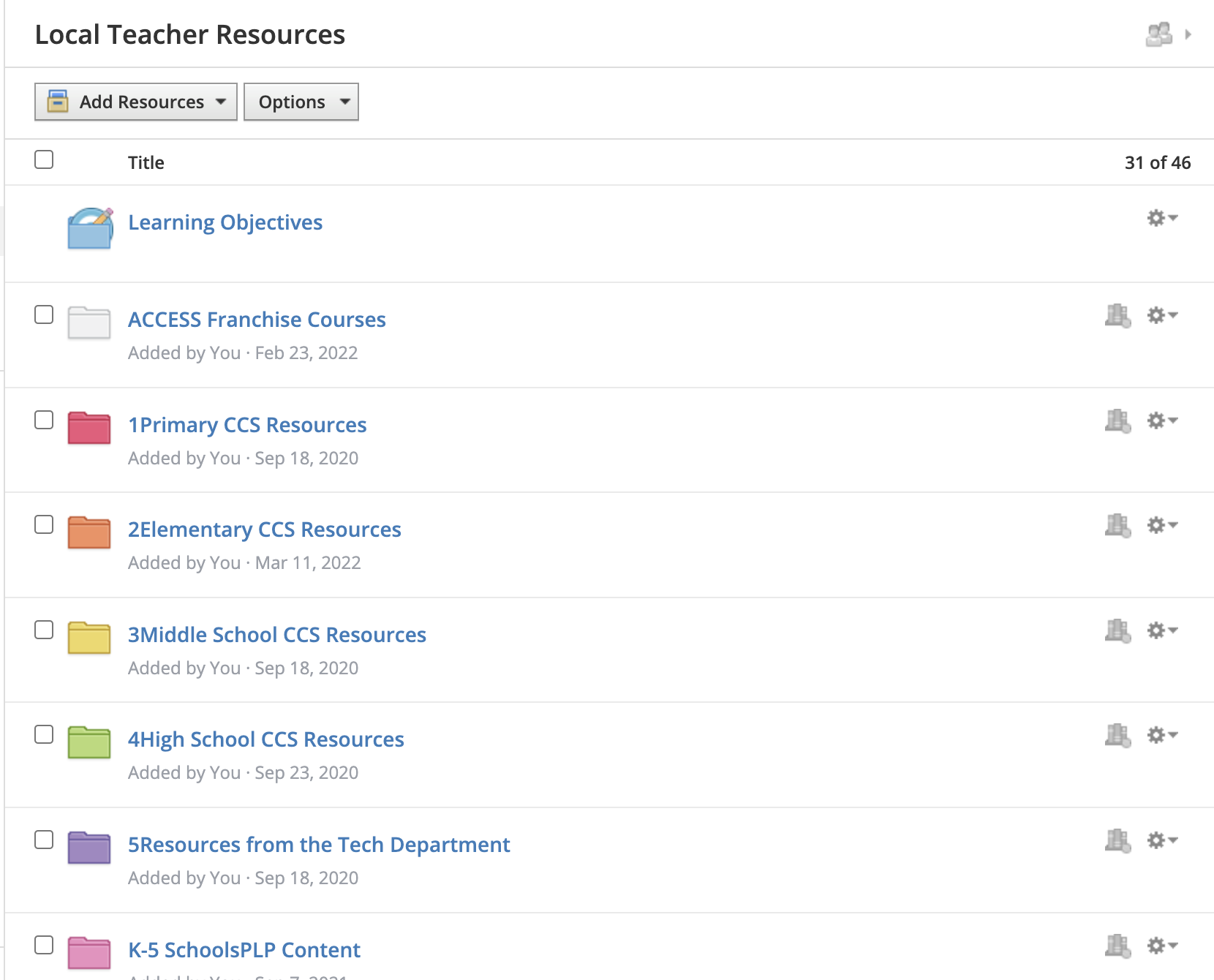 Import items from Local Teacher Resources