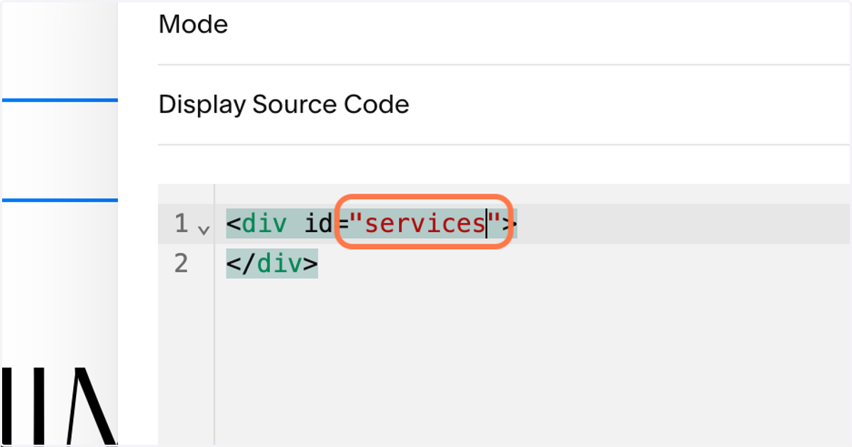 Click on "services" and replace it with the name of the section