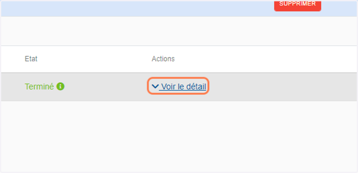 Cliquer sur "Voir le détail" de l'import salarié