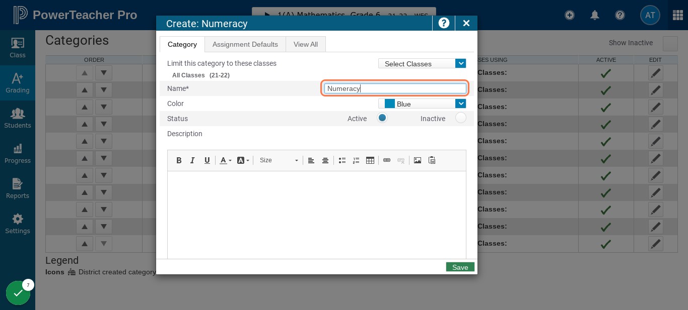 Type the name of a category for the course you have chosen