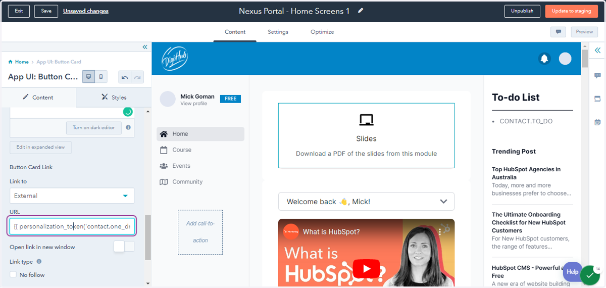 Edit "Button Card Link"