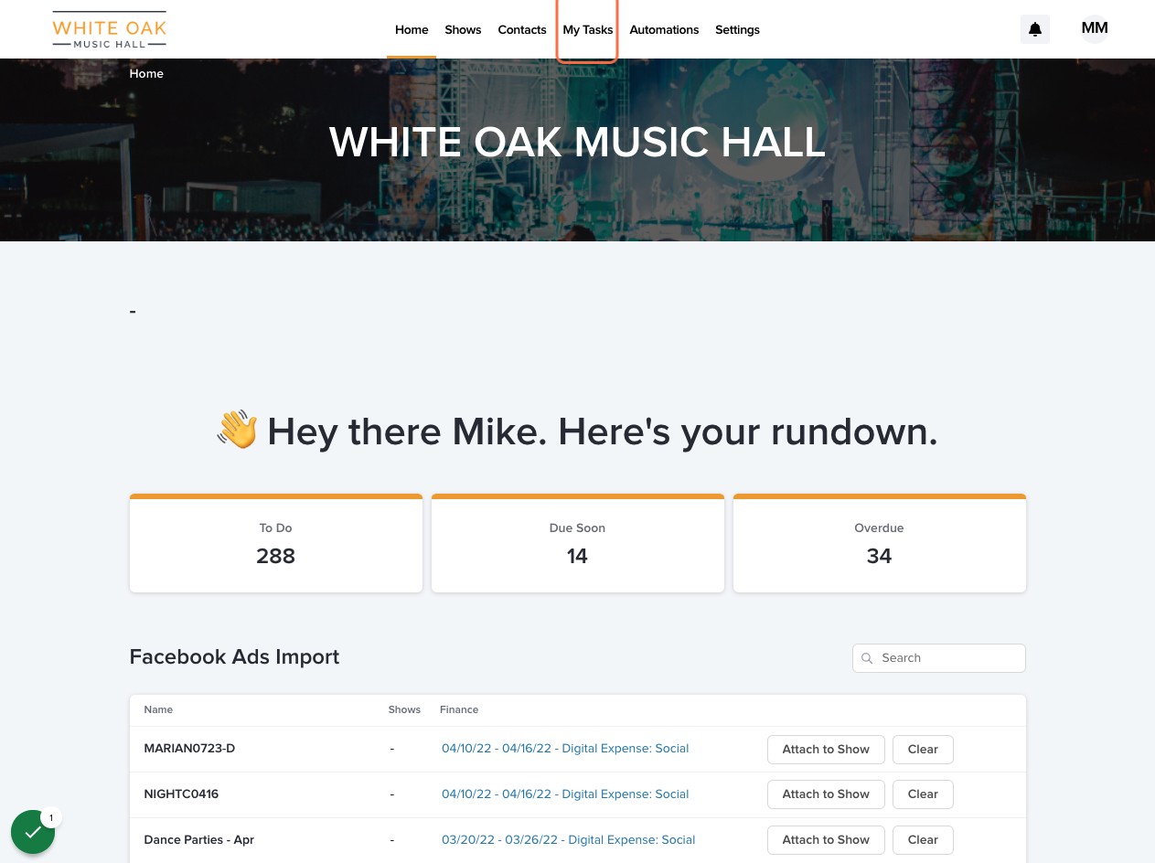 Click on My Tasks