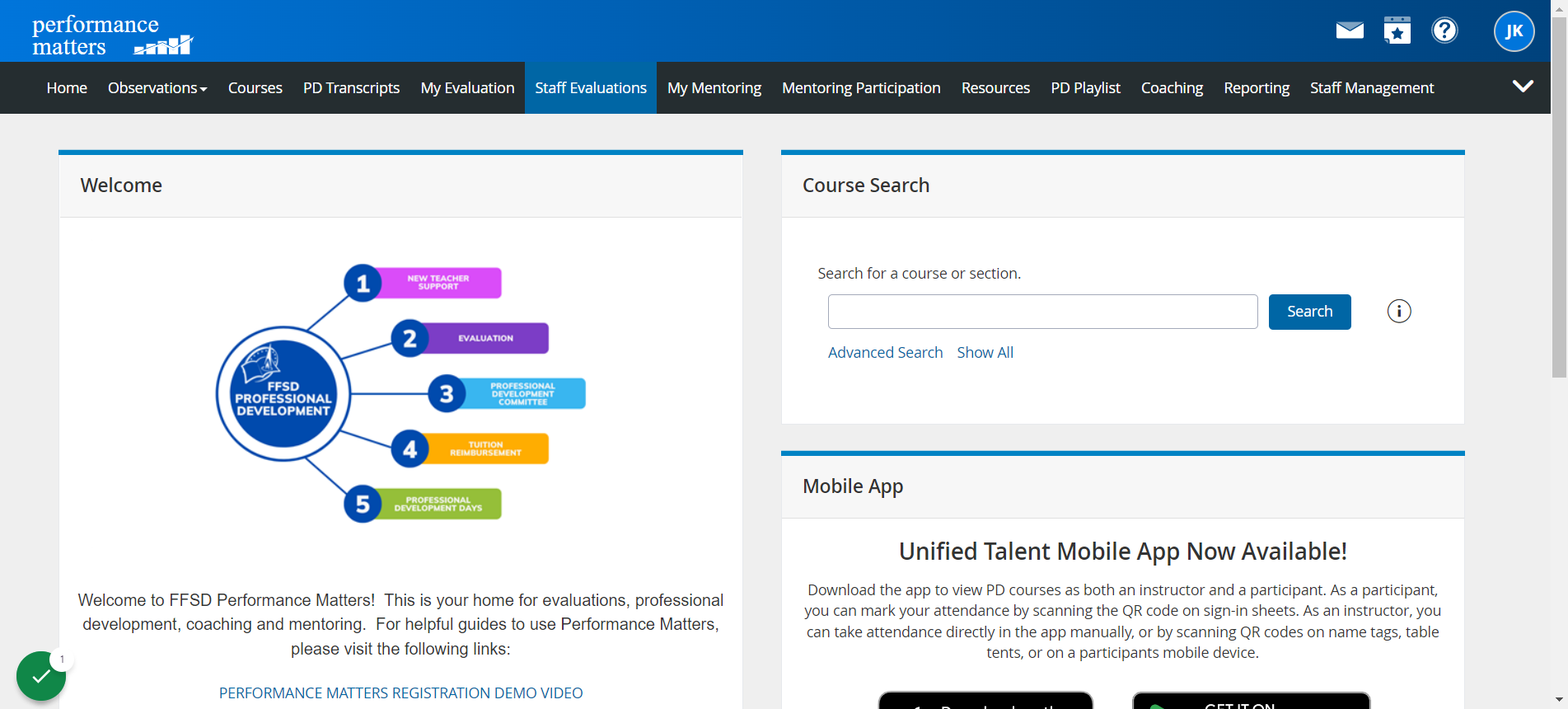 Click on Staff Evaluations